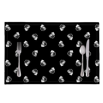 Black And White Beer Pattern Print Placemat