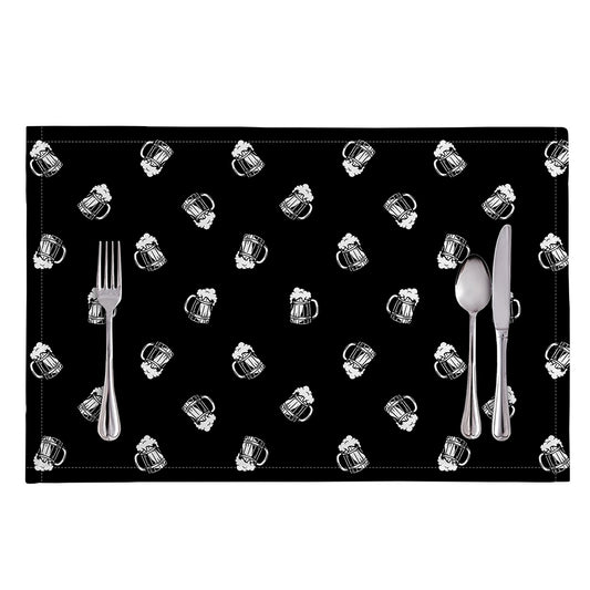 Black And White Beer Pattern Print Placemat