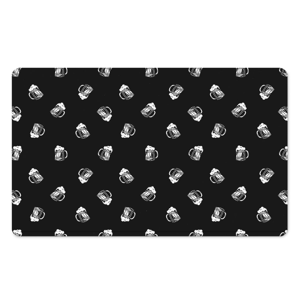 Black And White Beer Pattern Print Polyester Doormat