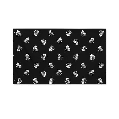 Black And White Beer Pattern Print Polyester Flag