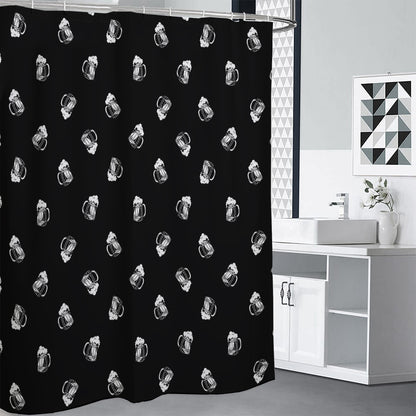 Black And White Beer Pattern Print Premium Shower Curtain