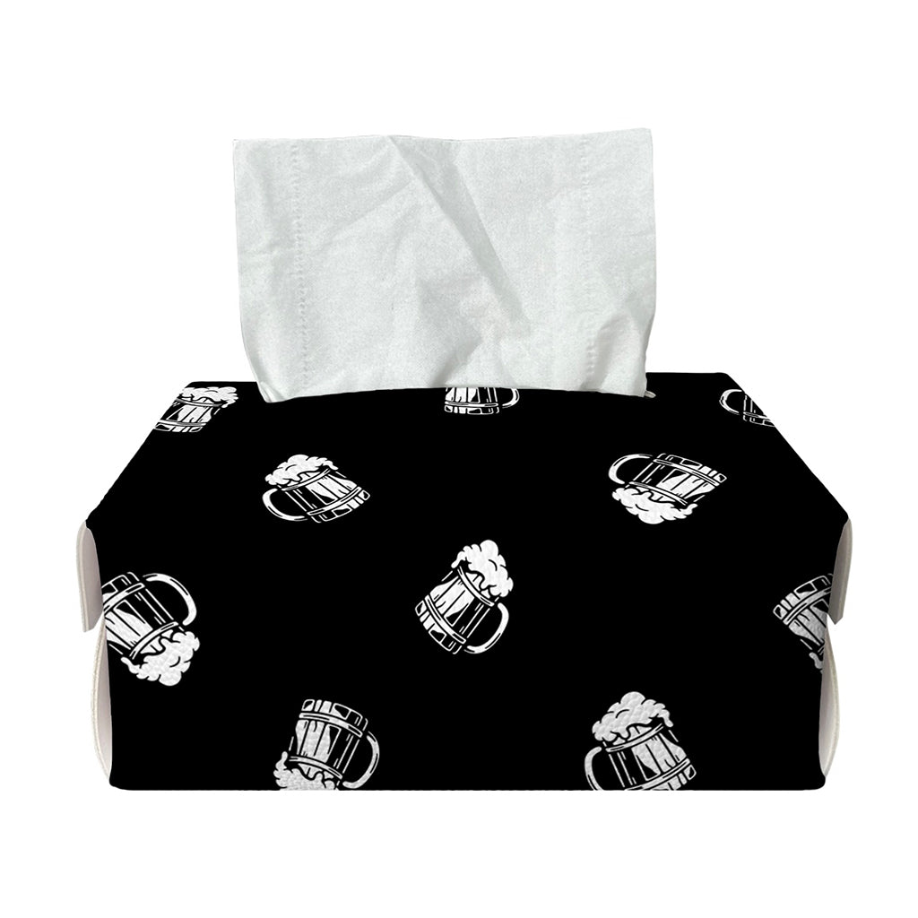 Black And White Beer Pattern Print Rectangle Tissue Box Cover