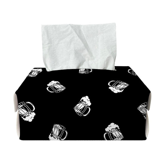Black And White Beer Pattern Print Rectangle Tissue Box Cover