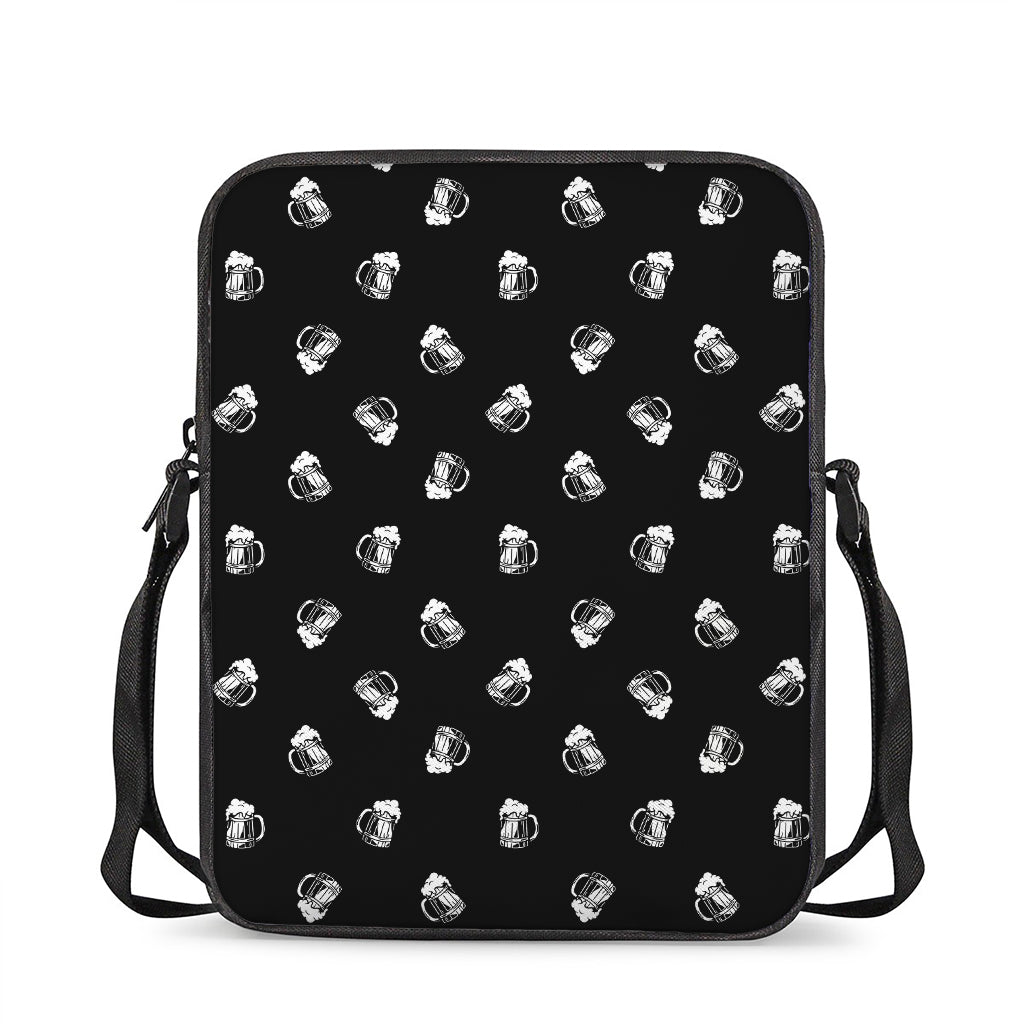 Black And White Beer Pattern Print Rectangular Crossbody Bag