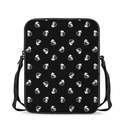 Black And White Beer Pattern Print Rectangular Crossbody Bag