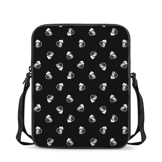 Black And White Beer Pattern Print Rectangular Crossbody Bag