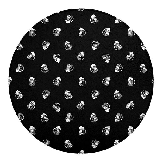 Black And White Beer Pattern Print Round Blanket