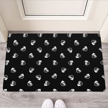 Black And White Beer Pattern Print Rubber Doormat