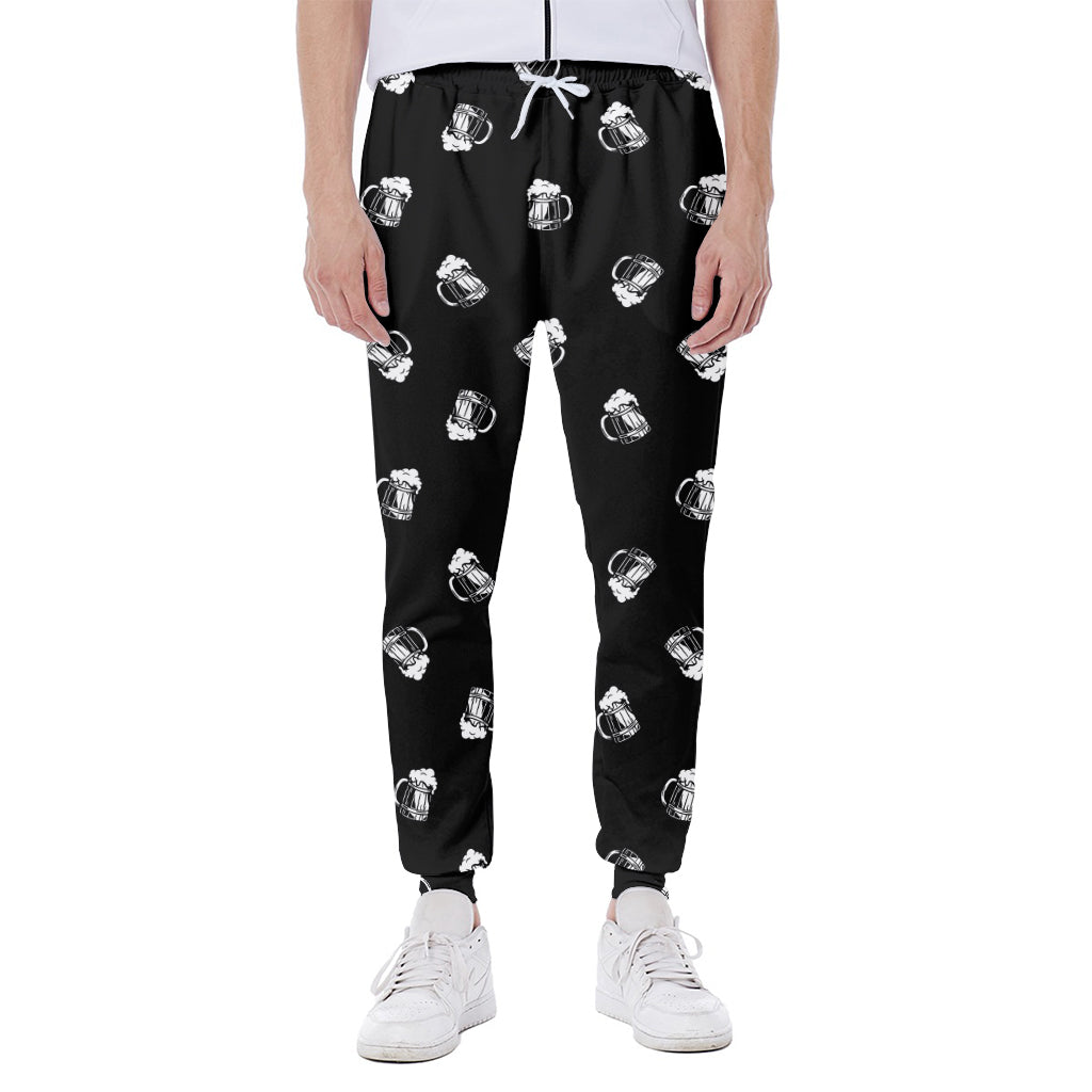 Black And White Beer Pattern Print Scuba Joggers