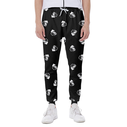Black And White Beer Pattern Print Scuba Joggers