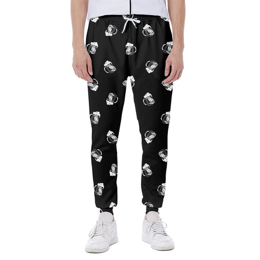Black And White Beer Pattern Print Scuba Joggers