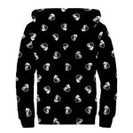 Black And White Beer Pattern Print Sherpa Lined Zip Up Hoodie