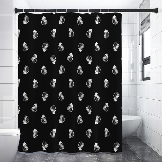 Black And White Beer Pattern Print Shower Curtain
