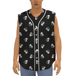 Black And White Beer Pattern Print Sleeveless Baseball Jersey