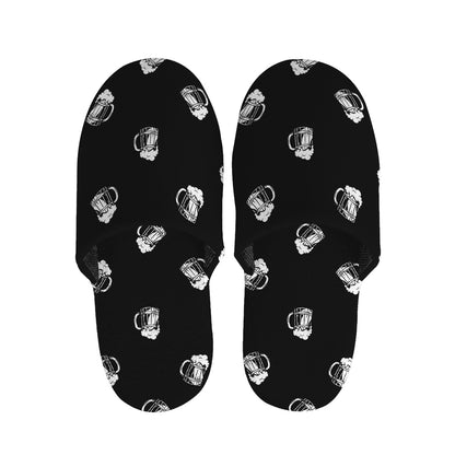 Black And White Beer Pattern Print Slippers