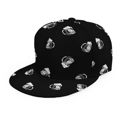 Black And White Beer Pattern Print Snapback Cap