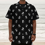 Black And White Beer Pattern Print Textured Short Sleeve Shirt