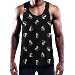 Black And White Beer Pattern Print Training Tank Top