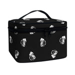Black And White Beer Pattern Print Travel Makeup Bag