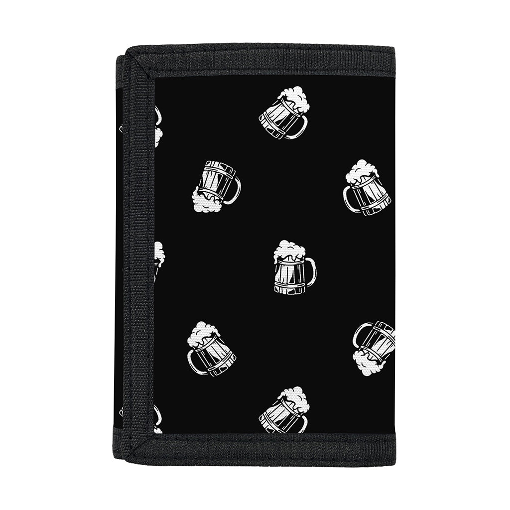 Black And White Beer Pattern Print Trifold Wallet