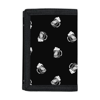 Black And White Beer Pattern Print Trifold Wallet