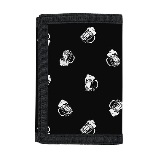 Black And White Beer Pattern Print Trifold Wallet
