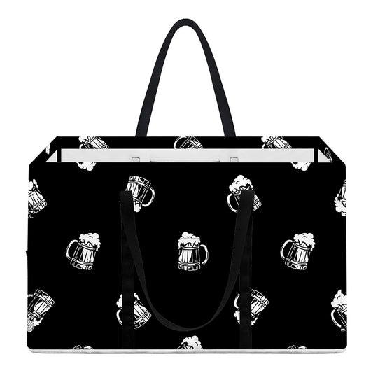 Black And White Beer Pattern Print Utility Tote Bag