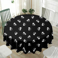 Black And White Beer Pattern Print Waterproof Round Tablecloth
