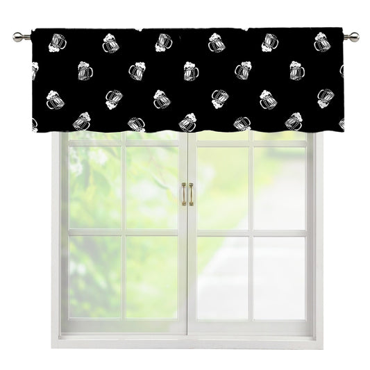 Black And White Beer Pattern Print Window Valance