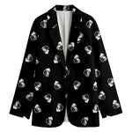 Black And White Beer Pattern Print Women's Blazer