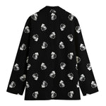 Black And White Beer Pattern Print Women's Cotton Blazer
