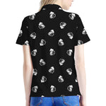 Black And White Beer Pattern Print Women's Polo Shirt