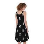 Black And White Beer Pattern Print Women's Sleeveless Dress