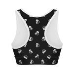 Black And White Beer Pattern Print Women's Sports Bra
