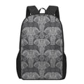 Black And White Boho Elephant Print 17 Inch Backpack