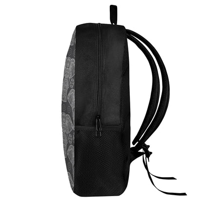 Black And White Boho Elephant Print 17 Inch Backpack