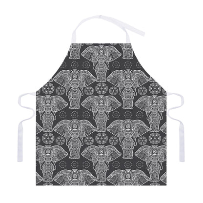 Black And White Boho Elephant Print Adjustable Apron