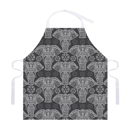 Black And White Boho Elephant Print Adjustable Apron