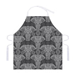 Black And White Boho Elephant Print Adjustable Apron
