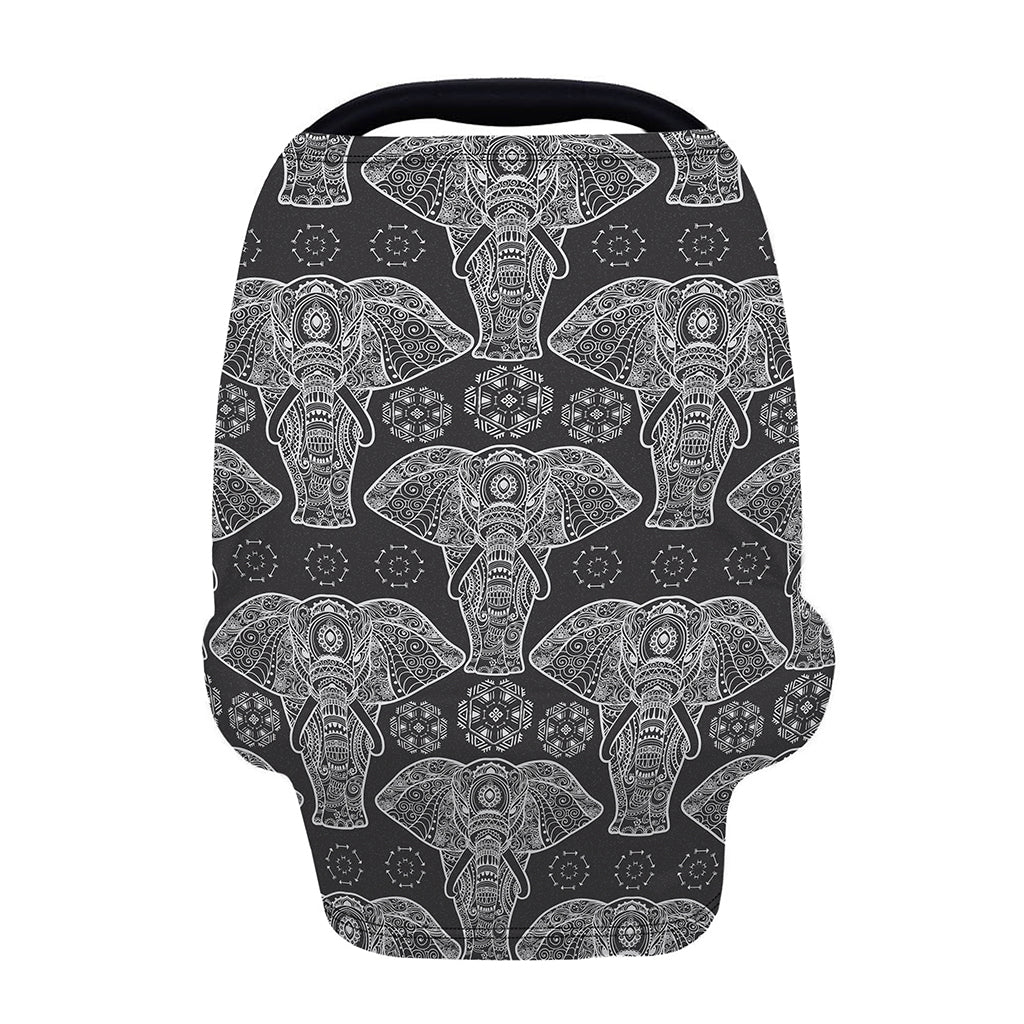 Black And White Boho Elephant Print Baby Seat Cover