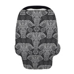 Black And White Boho Elephant Print Baby Seat Cover