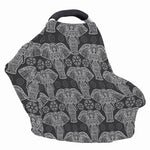 Black And White Boho Elephant Print Baby Seat Cover