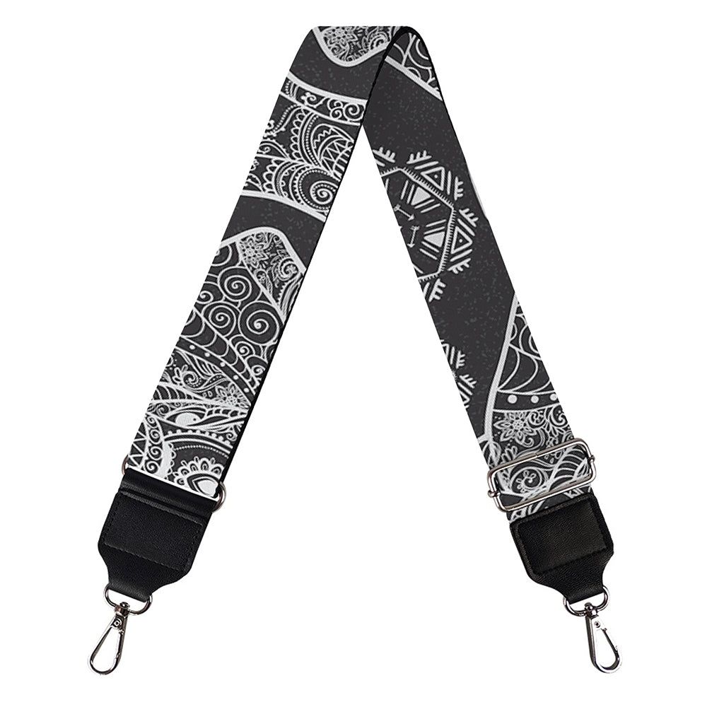 Black And White Boho Elephant Print Bag Strap
