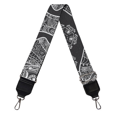 Black And White Boho Elephant Print Bag Strap