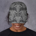 Black And White Boho Elephant Print Baseball Cap