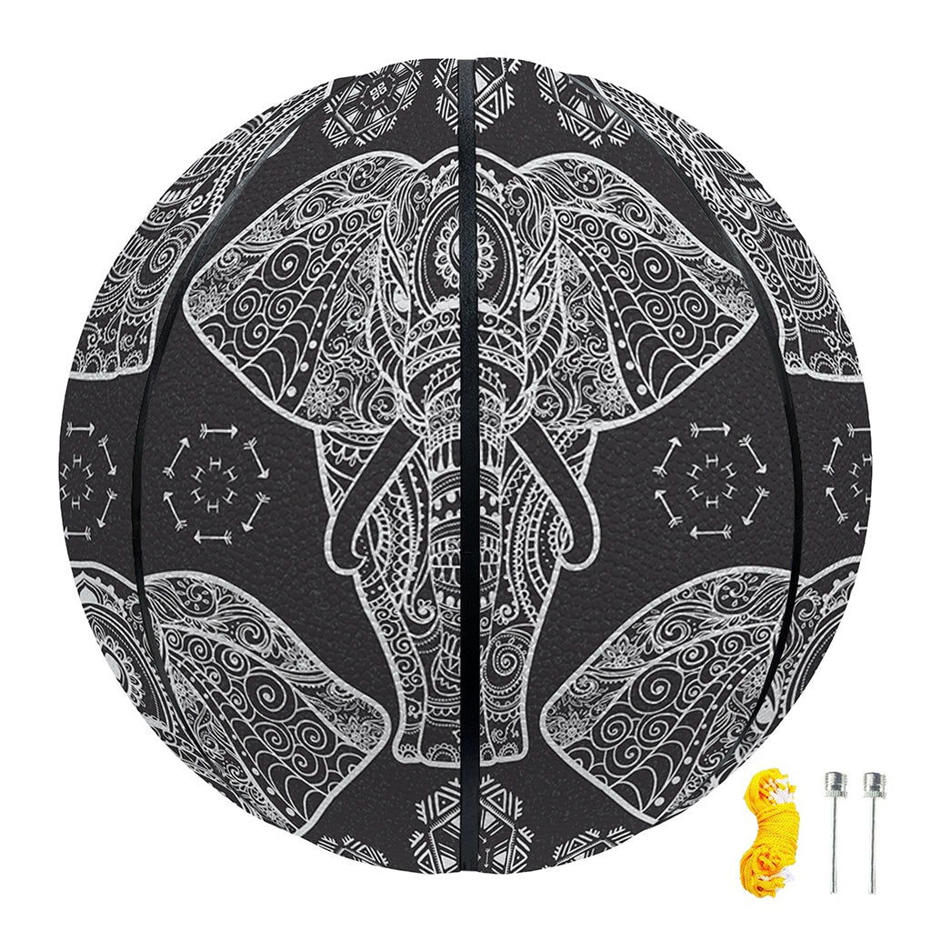 Black And White Boho Elephant Print Basketball