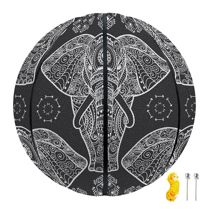 Black And White Boho Elephant Print Basketball