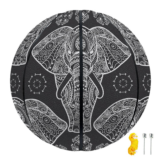 Black And White Boho Elephant Print Basketball