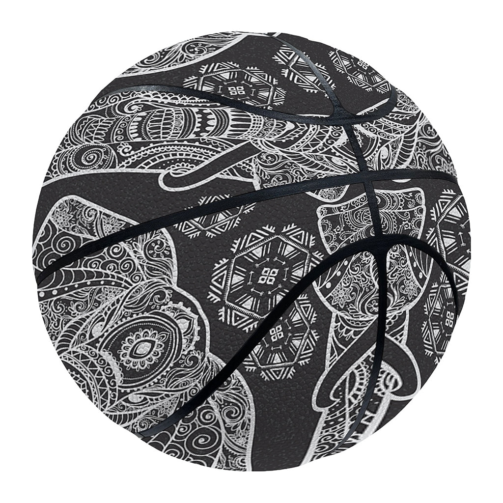 Black And White Boho Elephant Print Basketball