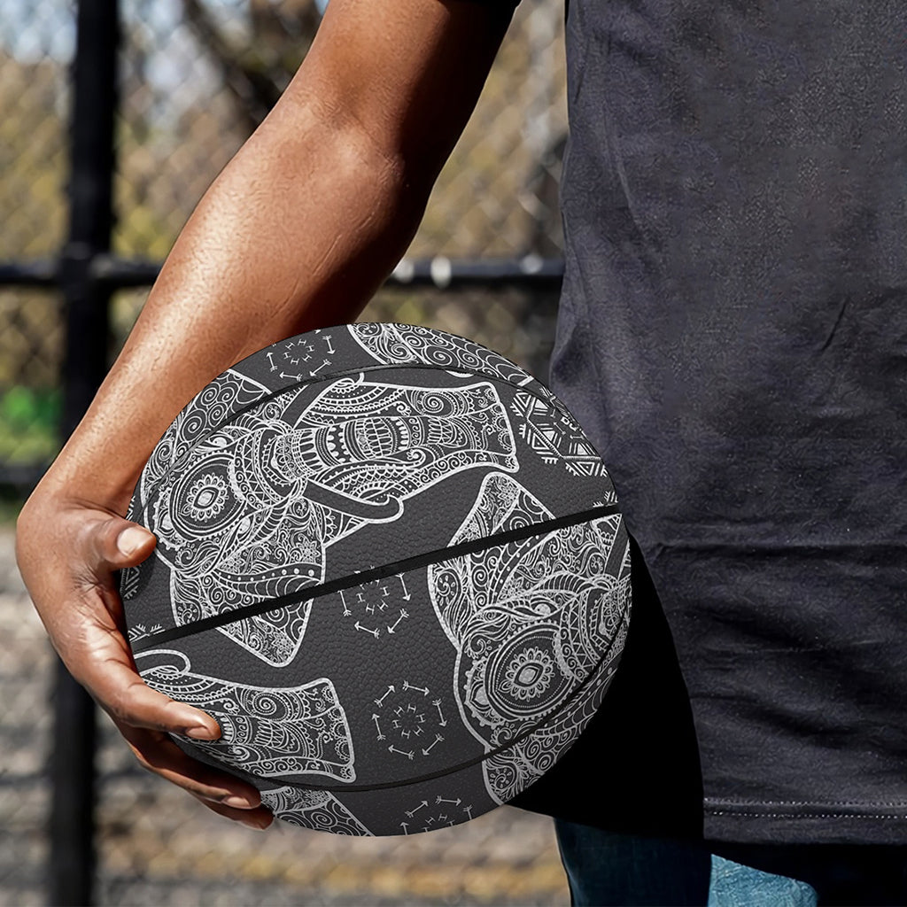 Black And White Boho Elephant Print Basketball